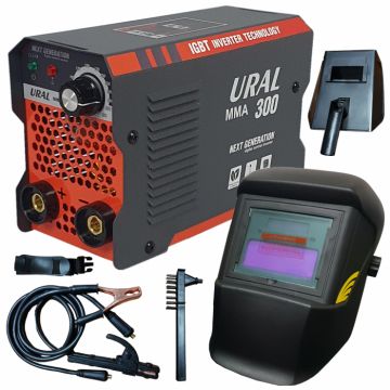 Aparat de sudura tip invertor URAL MMA 300, Masca automata,  Next Generation, cablu sudura 3 metri,