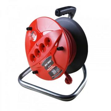 Prelungitor electric pe rola cu tambur, 50m, 3x2.5mm, 4 prize, 3500W, BUL-MAX BMX1388